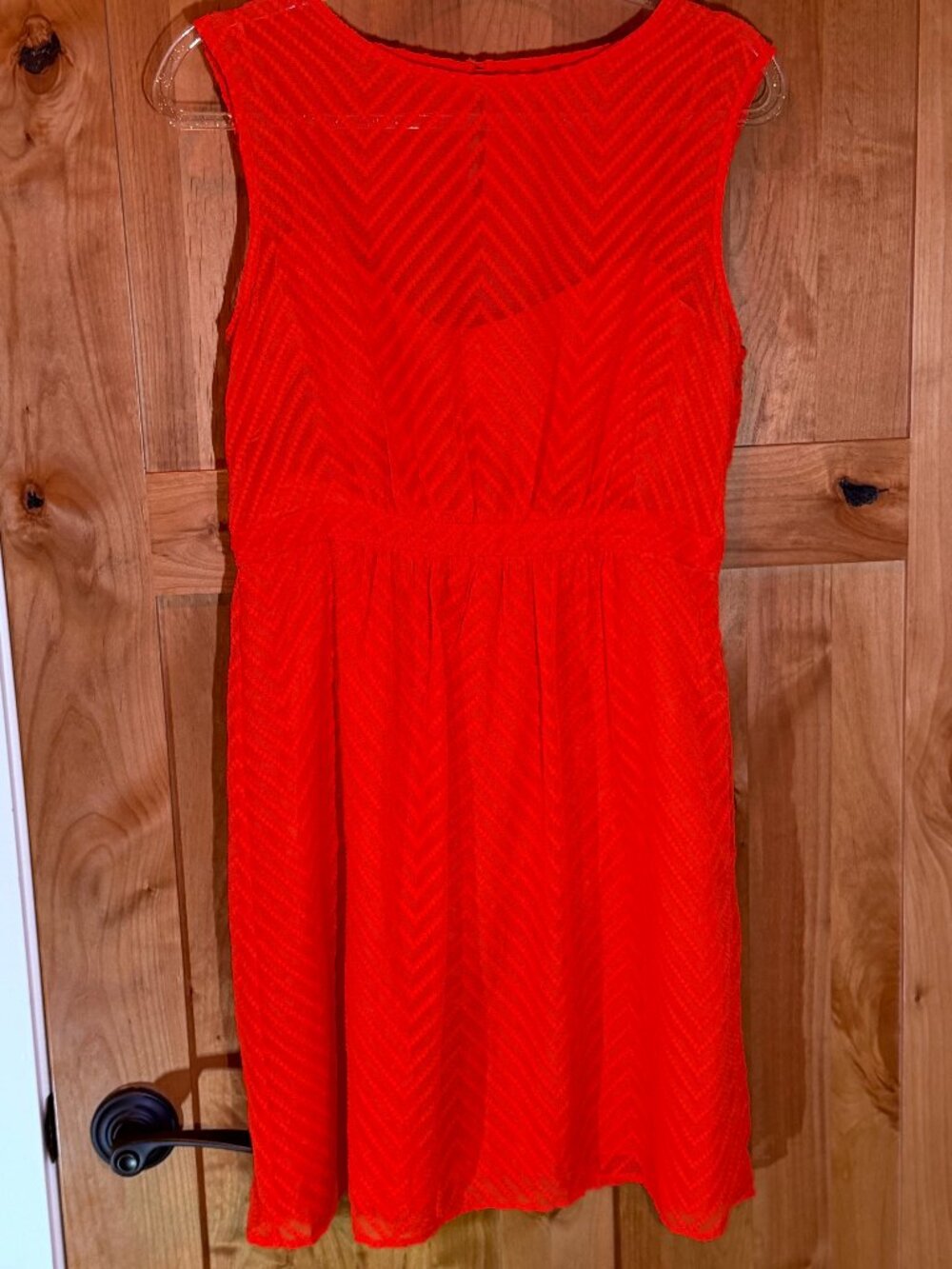 J.Crew Red/Orange Chevron Lace Sleeveless Fit & Flare Dress Size 8
